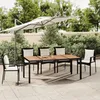 Image de vidaXL Table de jardin plateau en bois Noir Résine tressée bois massif 319554