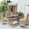 Image de vidaXL Table de jardin plateau en verre Résine tressée verre trempé 319557