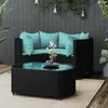 Image de vidaXL Salon de jardin 4 pcs avec coussins Noir Résine tressée ensemble de salon dextérieur ensemble de mobilier 319808