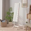 Image de vidaXL Miroir sur pied blanc avec LED blanc 34x37x146 cm 351766