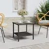 Image de vidaXL Table dappoint noir 45x45x45 cm poly rotin et verre trempé 319398
