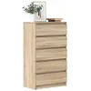 Image de vidaXL Commode Buffet avec 5 Tiroirs Armoire de Rangement Meuble de Salle de Séjour Chambre à Coucher Moderne Chêne 823019