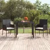 Image de vidaXL Table de jardin dessus en verre Noir 90x90x75 cm Résine tressée mobilier de jardin mobilier dextérieur table 319895
