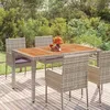 Image de vidaXL Table de jardin dessus en bois Gris 150x90x75 cm Résine tressée meubles de jardin meubles dextérieur table table 319902
