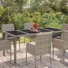 Image de vidaXL Table de jardin dessus en verre Gris 190x90x75cm Résine tressée mobilier de jardin mobilier dextérieur table 319904