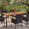 Image de vidaXL Table de jardin dessus en bois Noir 190x90x75 cm Résine tressée 319905