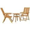 Image de Ensemble de salle à manger de jardin - vidaXL - Bois dacacia massif - Marron - 2 fauteuils inclinables