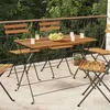 Image de vidaXL Table de bistro pliante 100x54x71cm Bois acacia solide et acier salon de jardin mobilier dextérieur table 319971