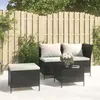 Image de vidaXL Salon de jardin 3 pcs avec coussins Noir Résine tressée 319692