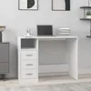 Image de vidaXL Bureau avec tiroirs Blanc 102x50x76 cm Bois dingénierie 823032
