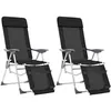 Image de vidaXL Lot de 2 Chaises de Camping Pliantes et Repose-pied Fauteuil avec Accoudoirs Sièges avec Dossier Pêche Pique-nique 360146