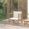Image de vidaXL Canapé de jardin avec coussins blanc crème bambou 362303