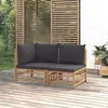 Image de vidaXL Salon de jardin 2 pcs avec coussins gris foncé bambou 362306