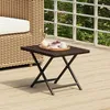 Image de vidaXL Table pliable marron 45x35x32 cm résine tressée 362250