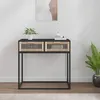 Image de vidaXL Table Console Table dAppoint avec 3 Tiroirs Meuble de Rangement Salle de Séjour Salon Scandinave Noir Bois 352104