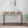 Image de vidaXL Table Console Table dAppoint avec 3 Tiroirs Meuble de Rangement Salle de Séjour Salon Scandinave Blanc Bois 352106