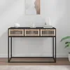 Image de vidaXL Table Console Table dAppoint avec 3 Tiroirs Meuble de Rangement Salle de Séjour Salon Scandinave Noir Bois 352107