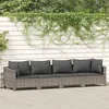 Image de vidaXL Salon de jardin 4 pcs avec coussins Gris Résine tressée salon de jardin ensemble de salon dextérieur ensemble de 362686