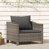 Image de vidaXL Fauteuil de jardin avec coussin Gris Résine tressée canapé dextérieur canapé sectionnel canapé de patio siège de 362693