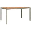 Image de Table de salle à manger de jardin grise 150x90x75 cm poly rotin