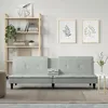 Image de vidaXL Canapé-lit avec porte-gobelets gris clair velours 351920