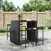 Image de vidaXL Tabourets de bar 4 pcs noir résine tressée et bois dacacia chaise tabouret de bar de cuisine chaise de bistrot 362604