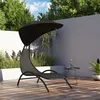 Image de vidaXL Chaise longue avec auvent noir 167x80x195 cm tissu et acier chaise longue lit de repos chaise longue de jardin 362706