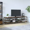 Image de vidaXL Meuble TV chêne fumé 200x30x50 cm bois dingénierie et métal 826761