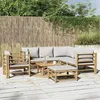 Image de vidaXL Salon de jardin 8 pcs avec coussins gris clair bambou ensemble de salon ensemble de salon extérieur 3155094