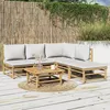 Image de vidaXL Salon de jardin 6 pcs avec coussins gris clair bambou 3155103