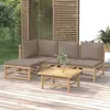 Image de vidaXL Salon de jardin 5 pcs avec coussins taupe bambou 3155113