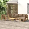 Image de vidaXL Salon de jardin 7 pcs avec coussins taupe bambou 3155117