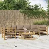 Image de vidaXL Salon de jardin 7 pcs avec coussins taupe bambou ensemble de salon ensemble de salon extérieur 3155125