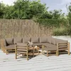 Image de vidaXL Salon de jardin 12 pcs avec coussins taupe bambou ensemble de salon ensemble de salon extérieur 3155130
