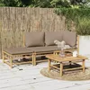 Image de vidaXL Salon de jardin 3 pcs avec coussins taupe bambou 3155140