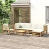 Image de vidaXL Salon de jardin 7 pcs avec coussins blanc crème bambou ensemble de salon ensemble de salon extérieur 3155181