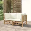Image de vidaXL Canapés dangle de jardin avec coussins blanc crème 2pcs bambou 3155182