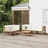 Image de vidaXL Salon de jardin 6 pcs avec coussins blanc crème bambou ensemble de salon ensemble de salon extérieur 3155186
