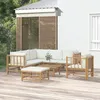 Image de vidaXL Salon de jardin 8 pcs avec coussins blanc crème bambou ensemble de salon ensemble de salon extérieur 3155190
