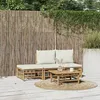 Image de vidaXL Salon de jardin 4 pcs avec coussins blanc crème bambou ensemble de salon ensemble de salon extérieur ensemble de 3155203