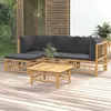 Image de vidaXL Salon de jardin 5 pcs avec coussins gris foncé bambou 3155210