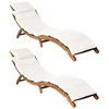 Image de vidaXL Lot de 2 Chaises Longues avec Coussins Bain de Soleil Transat de Terrasse Siège de Jardin Patio Extérieur Crème 3155473