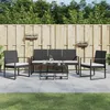 Image de vidaXL Ensemble à manger de jardin avec coussins 5 pcs noir rotin PP ensemble à manger ensemble à manger dextérieur 360218