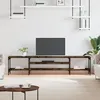 Image de vidaXL Meuble TV chêne fumé 201x35x45 cm bois dingénierie et fer 831815
