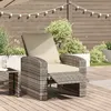 Image de vidaXL Fauteuil inclinable de jardin avec coussins marron clair rotin 364103