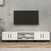 Image de vidaXL Meuble TV blanc brillant 180x315x40 cm bois dingénierie 816266