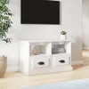 Image de vidaXL Meuble TV blanc brillant 80x35x50 cm bois dingénierie 816282
