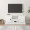 Image de vidaXL Meuble TV blanc brillant 100x355x45 cm bois dingénierie 816458