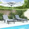 Image de vidaXL Lot de 2 Chaises Longues Bain de Soleil Transat de Terrasse Siège de Jardin Patio Balcon Extérieur Gris Bois 825070
