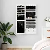 Image de vidaXL Armoire à bijoux avec miroir murale blanc 375x10x106 cm 353226